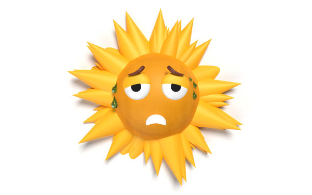 Emoji emoticon design for social media chat, web, infographics, apps. Sad and depressed mood. Exhausted by the hot summer heat. Summer and holiday travel concept. Easy to crop for all your social media and print size.