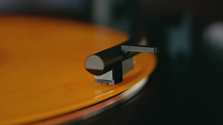 Colorful vintage vinyl play on record player