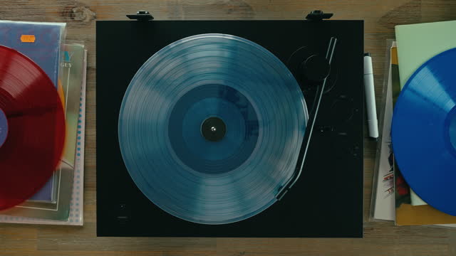 Colorful vintage vinyl play on record player