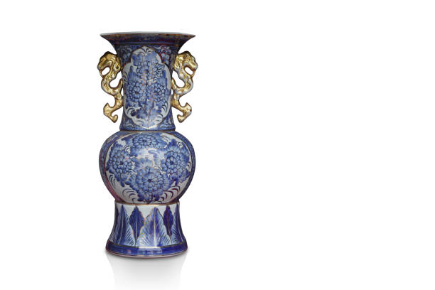 istock front view antique large blue and gold ceramic vase on white background, object, decor, fashion, gift, home, house, copy space 1472773481