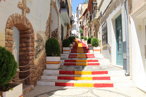 Image of beautiful decorated stairs in the village of Calpe