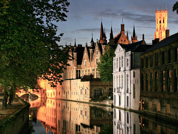 Brugges at night stock photo