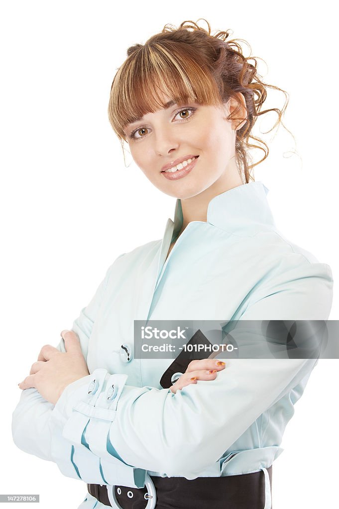 Ritratto di Ragazza sorridente in lilla giacca a vento - Foto stock royalty-free di Abbigliamento