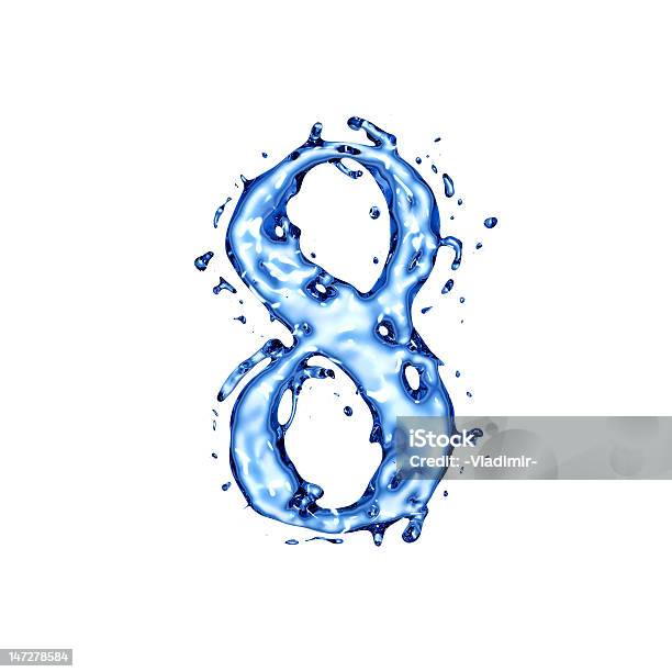 Blaue Flüssigkeit Wasser Ziffer 8 Stockfoto und mehr Bilder von Alphabet - Alphabet, Blau, Flüssig