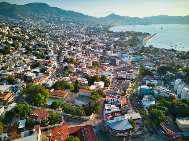 istock Sunrise in Acapulco drone aerial view 1472788152