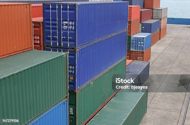 Container Terminal Stock Photo - Download Image Now - Block Shape, Capital Letter, Cargo Container