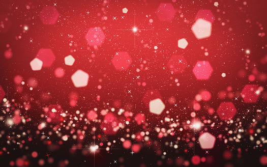 Red glittering particles background, shiny sparkles glitz effect, abstract red festive banner design