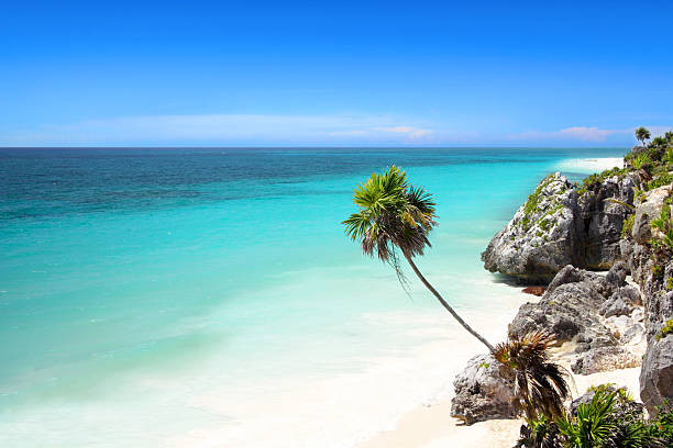 The stunning beach at Tulum near Cancun, Mayan Riviera, Mexico.