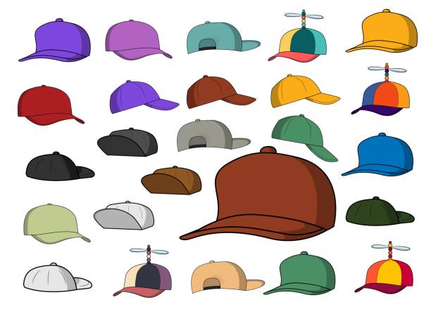 бейсбольная и хип-хоп шапка модная шляпа - cap hat baseball cap baseball stock illustrations