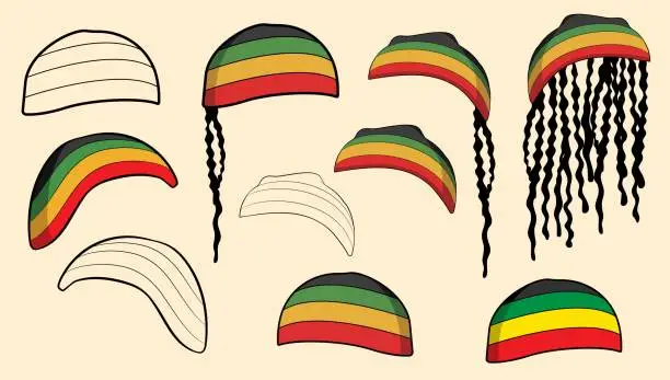 Vector illustration of Rasta Beanie Jamaica Style Reggae Hat