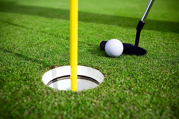 You Got It! A golfer attempts to make a short putt putting green stock pictures, royalty-free photos & images