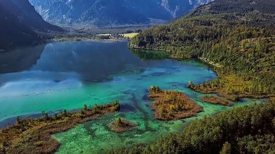 Aerial view of Almsee, Austria