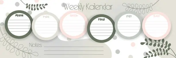 Vector illustration of Week planning concept in flat style. To-do list on abstract colorful floral geometric background.