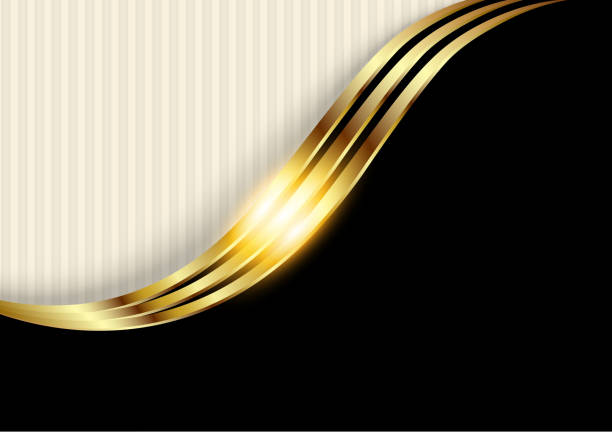istock Business elegant background, gold black metallic shiny metal waves design with striped pattern 1472798943