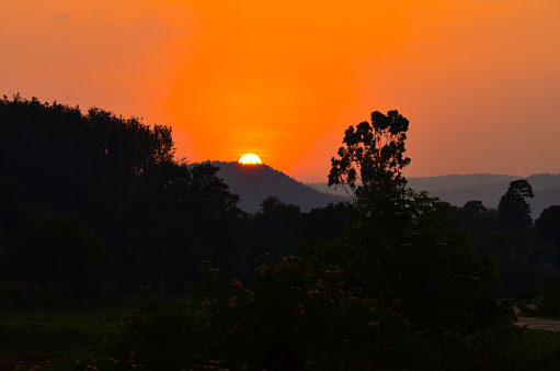 sunset on the mountains of Madikeri, India