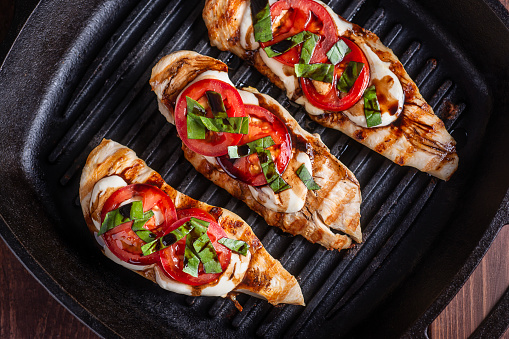 Grilled Caprese Chicken in a Cast Iron Grill Pan