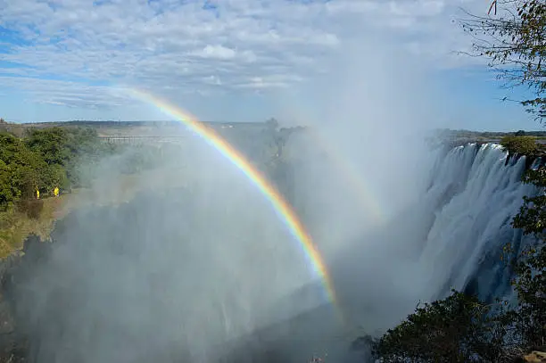 Rainbow through the fog at Victoria Falls, Zambia