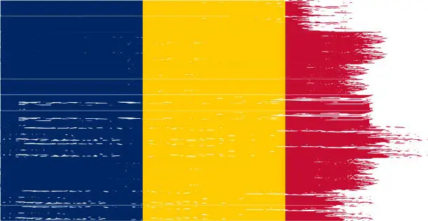 Vector illustration of Chad flag with brush paint textured isolated  on png or transparent background