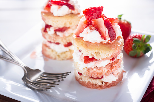 Strawberry Shortcake on a White Plate