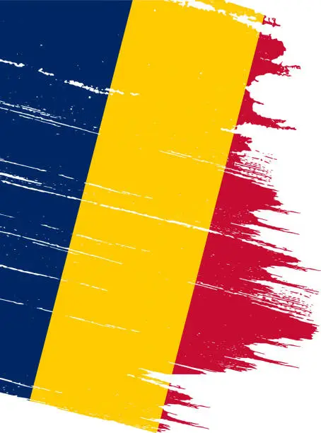 Vector illustration of Chad flag with brush paint textured isolated  on png or transparent background