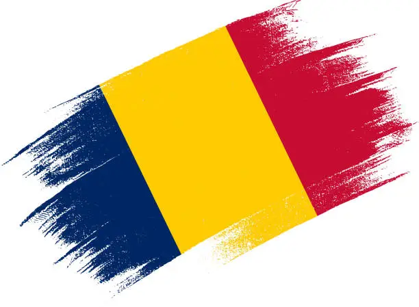 Vector illustration of Chad flag with brush paint textured isolated  on png or transparent background