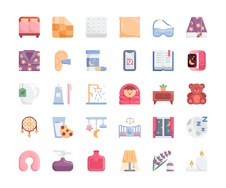 Time to sleep flat design icons. Vector illustration.