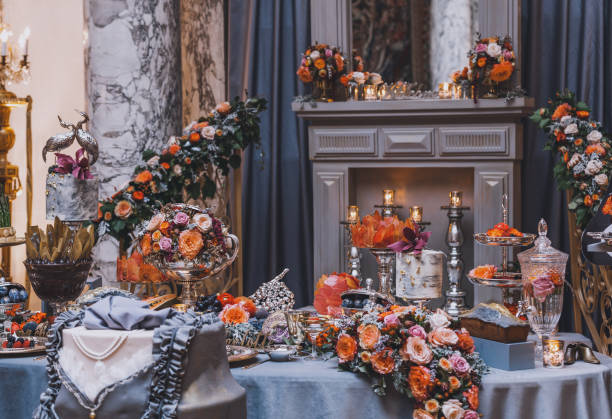 istock Luxury Cake Table Decorations with flowers for Celebrations 1472804722