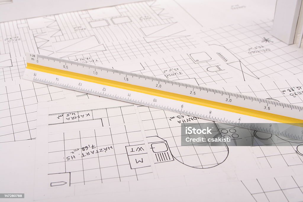 architecture plan architecture plan with ruler Architecture Stock Photo