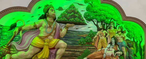 istock hanumman with sanjeevni booti image in indian temple wall art statue 1472809275