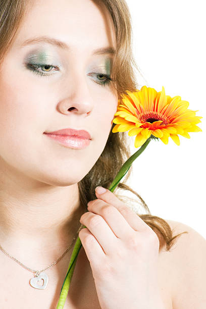 Beautiful girl with flower stock photo
