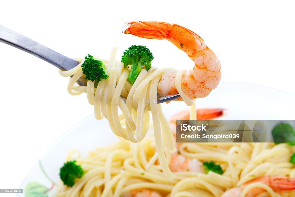 Camarão e Linguini - Foto de stock de Alho royalty-free