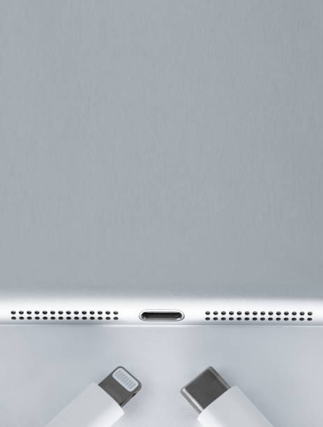 Smartphone or iPhone Connects to Charger through USB Cable, Top View.