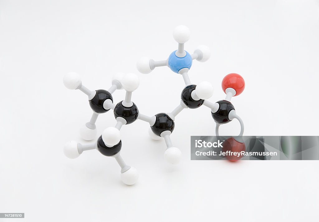 Leucine Aminosäure-Molekül - Lizenzfrei Aminosäure Stock-Foto