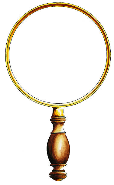 Antique magnifying glass stock photo