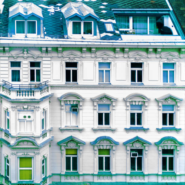 Very nice facade of building architecture, Vienna, Austria