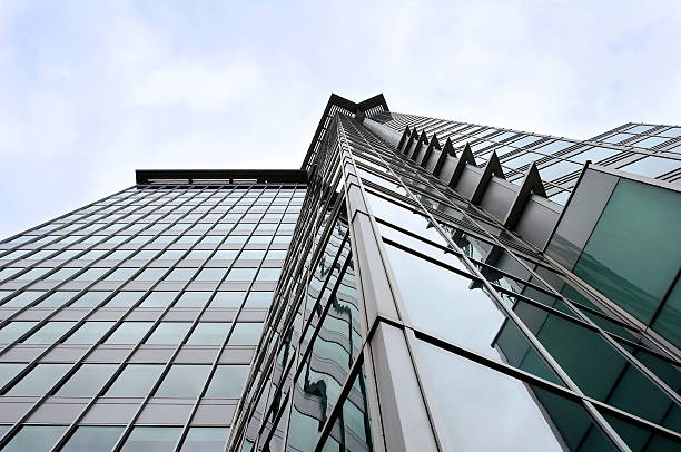 Modern Grey Green Office Tower stock photo