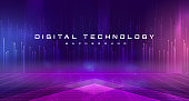 istock Digital technology metaverse neon blue pink background, cyber information, abstract speed connect communication, innovation future meta tech, internet network connection, Ai big data, illustration 3d 1472821203