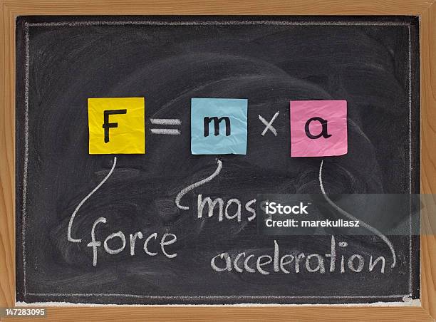 Newton Secondo La Legge Sulla Lavagna - Fotografie stock e altre immagini di Tensione - Tensione, Isaac Newton - Scienza, Legge