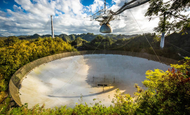 istock Large radio telescope in Arecibo national observatory 1472831721