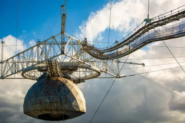 Large radio telescope dish in Arecibo national observatory