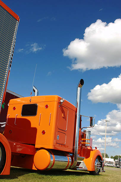 Orange truck stock photo