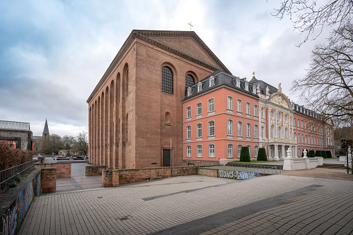 Trier, Germany - Jan 31, 2020: Electoral Palace and Aula Palatina (Basilica of Constantine) - Trier, Germany