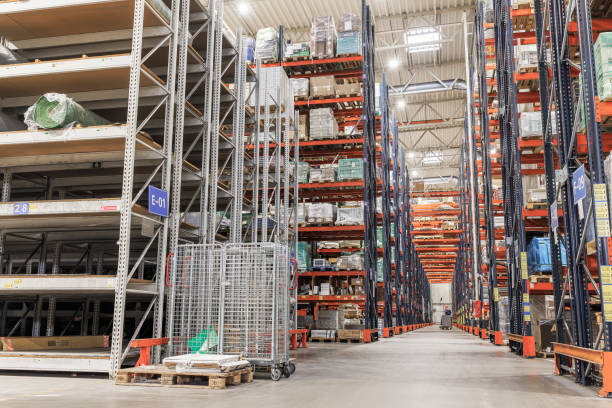istock Modern warehouse for with many shelves. 1472835298