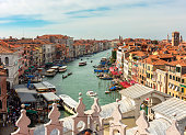 Grand canal and Rialto bridge in Venice, Italy