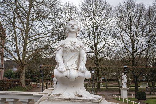 Trier, Germany - Jan 31, 2020: Sphinx Sculpture at Electoral Palace Gardens - Trier, Germany