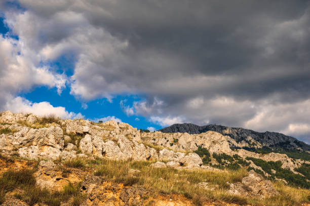 mountain landscape on Mount Volturino during an autumnal and sunny Day, Val d'Agri, Basilicata