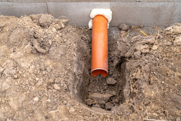 istock plastic pipe for sewage network in the base plate at the construction site 1472842157