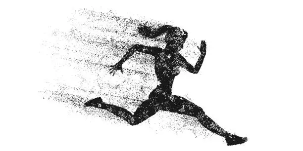 Vector illustration of Abstract silhouette of a running athlete on white background. Runner woman are running sprint or marathon. Vector illustration