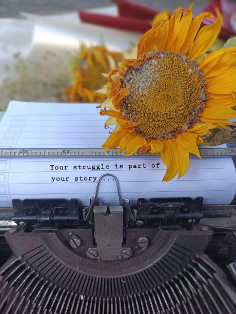 istock Life struggle story inspiration with typewriting text on paper on old typewriter. 1472848109