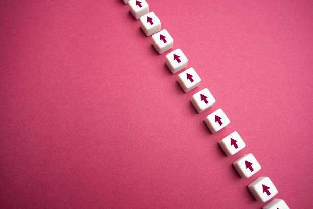 istock Sequential chain of arrows. Set course, make your way. 1472849424